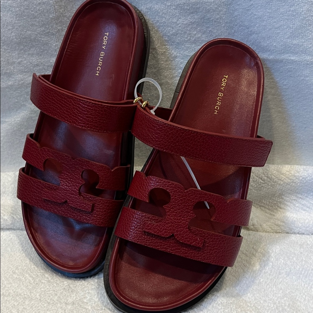 Women's Red Leather Slide Sandals size 8.5 - Picture 10 of 13